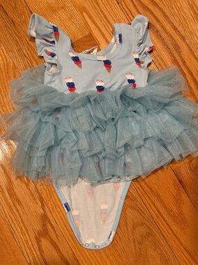 Spearmint Love Baby Blue Ice Cream Print Tutu Bodysuit 12-18 mo